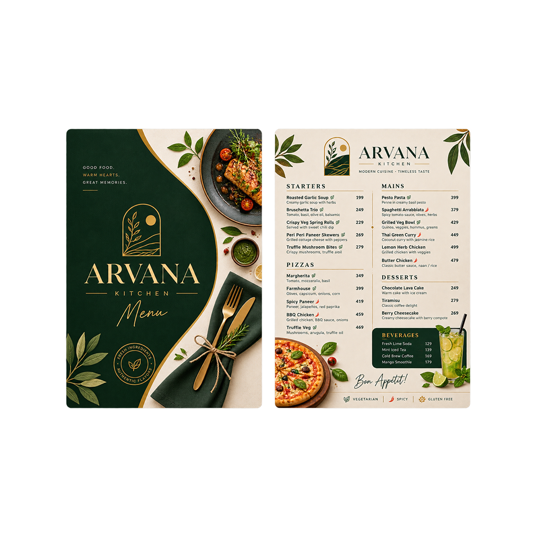 Fine Dining Restaurant Menu Card